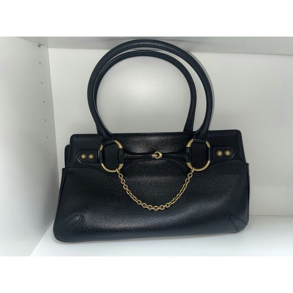 Gucci Vintage Black Leather Shoulder Bag with Gold Hardware - Picture 1 of 3